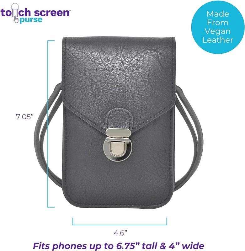 NWT Save the Girls by Lori Greiner Touch Screen Phone Purse Gray 115606