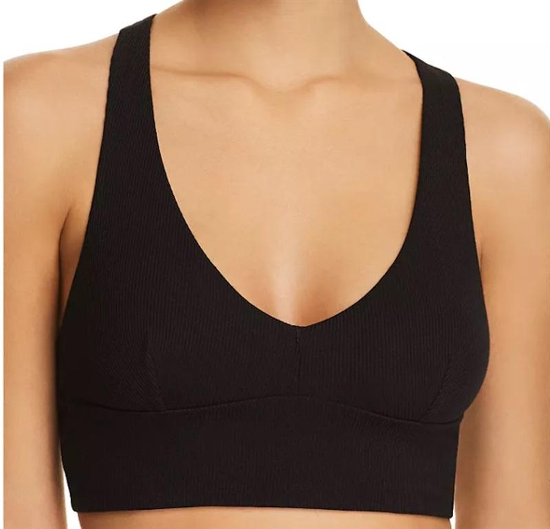 NWT honeydew M Evie Rib Longline Bralette Black 115633