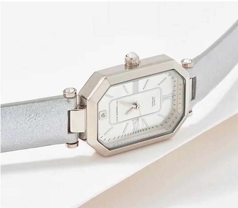 NWT Isaac Mizrahi Metallic Navy Octagon Watch 115648