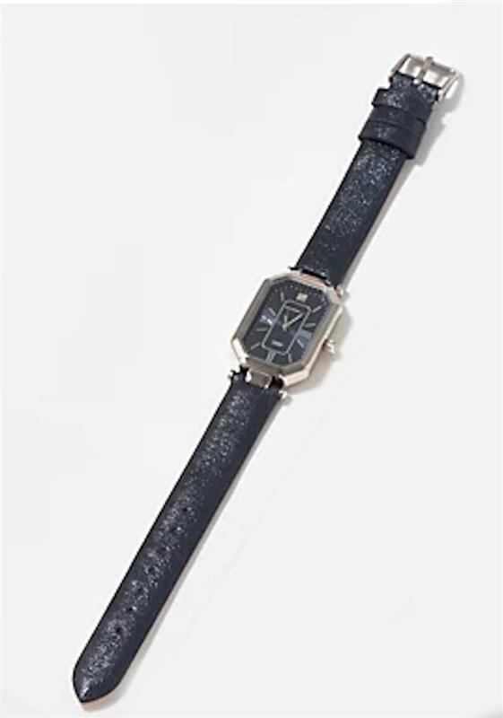 NWT Isaac Mizrahi Metallic Navy Octagon Watch 115648