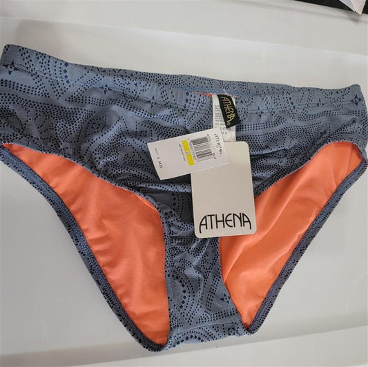 NWOT Athena M Textured Mid Waist Bikini Swim Bottom Blue Gray 115678