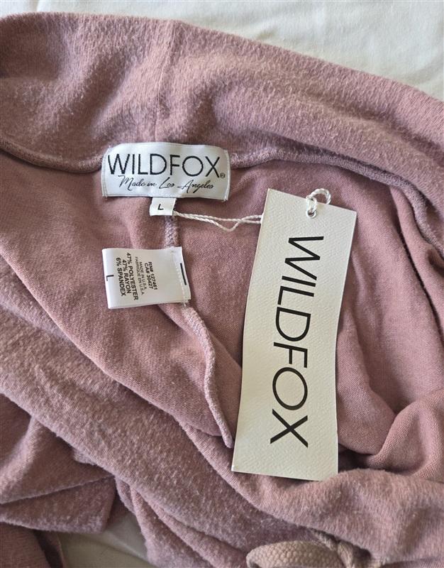 NWT Wildfox L Tennis Club Fleece Lounge Drawstring Pants Pink Salt 115759