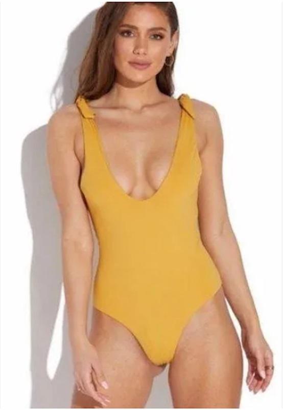 NWT Dippin' Daisy's 1X Shoulder Tie Yellow 1PC Swimsuit 115774