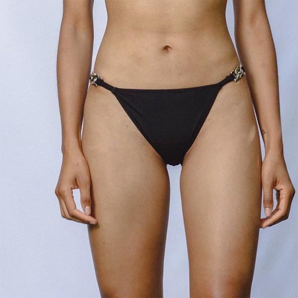 NWOT Beth Richards M Linx Black Chain side Bikini Swim Bottom 115779