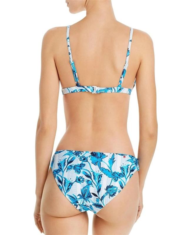 NWT Red Carter Azule Blue White Flower Hipster L Bikini Swim Bottoms 115785
