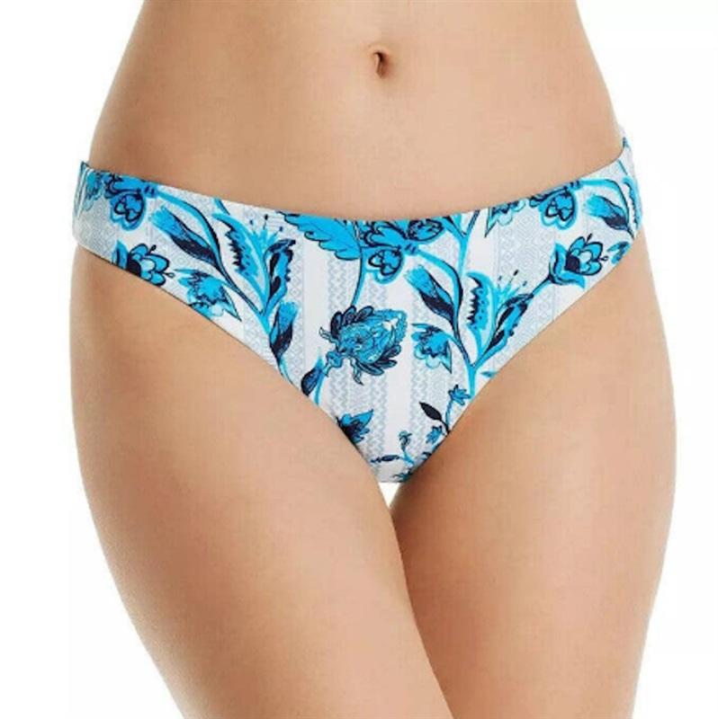 NWT Red Carter Azule Blue White Flower Hipster L Bikini Swim Bottoms 115785