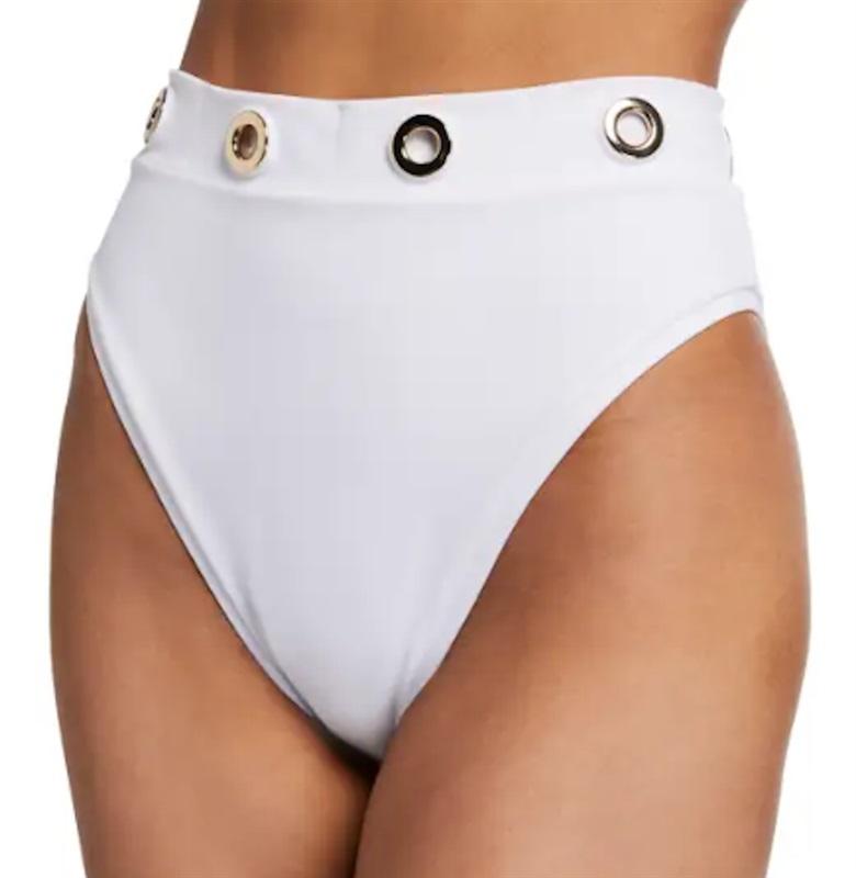 NWT OYE L Arya White Grommet Bikini Bottom Swimsuit 115789