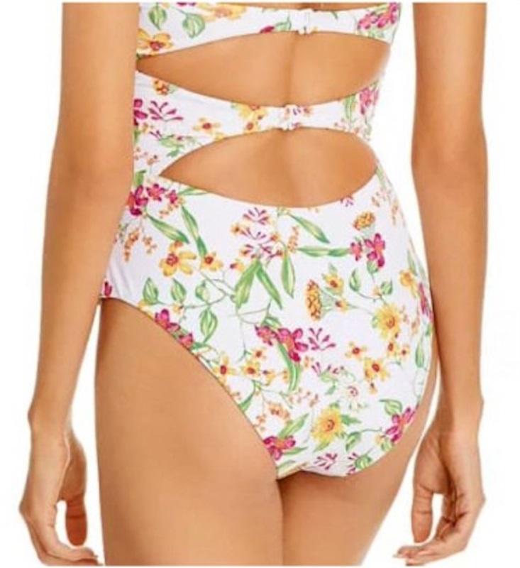 NWT Aqua Lounge Knotted Open front 1PC Bandeau Swimsuit