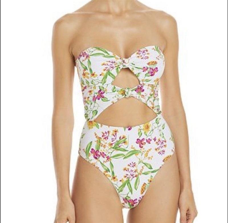 NWT Aqua Lounge Knotted Open front 1PC Bandeau Swimsuit