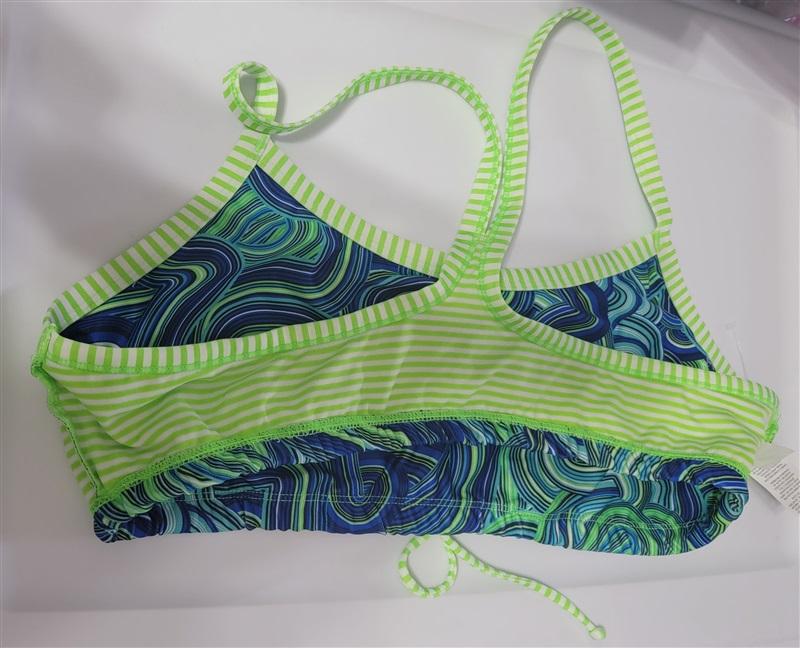 NWT Dolfin XL Stripe & Swirls Blue Green Bikini Top 115802