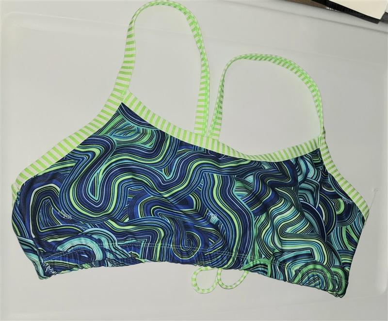 NWT Dolfin XL Stripe & Swirls Blue Green Bikini Top 115802