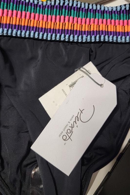 NWT Peixoto Black Zoni XS Banded Ribbed Cheeky Scoop Bikini Swim Bottom 115803
