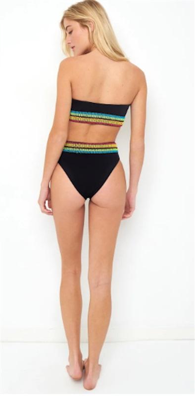 NWT Peixoto Black Zoni XS Banded Ribbed Cheeky Scoop Bikini Swim Bottom 115803