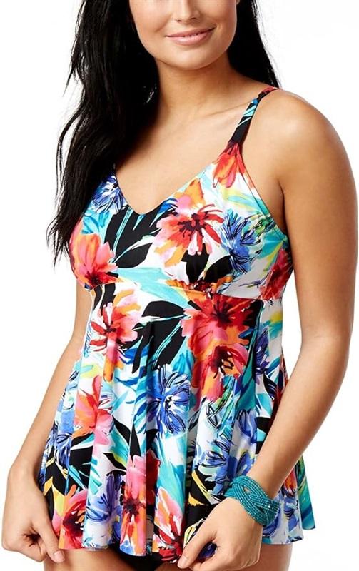 NWOT Swim Solutions Resort Ready SZ 10 Palm Underwired Tankini Swim Top 115804