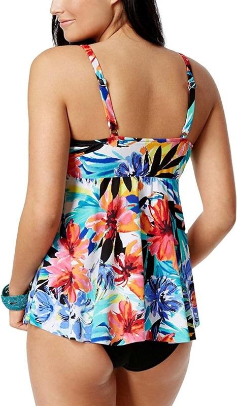 NWOT Swim Solutions Resort Ready SZ 10 Palm Underwired Tankini Swim Top 115804
