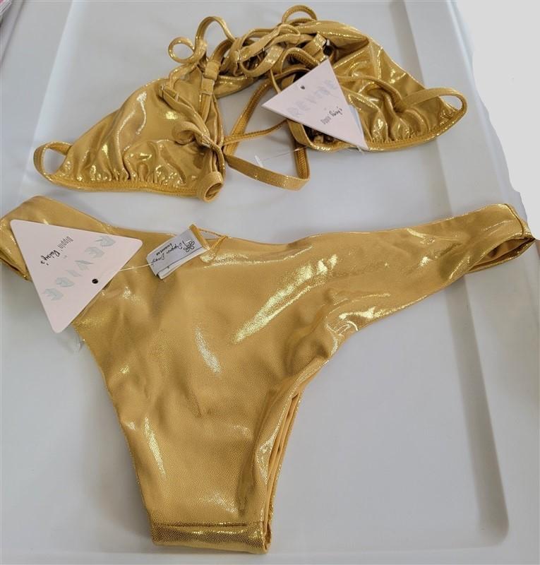 NWT Anthropologie Dippin' Daisy's M ReVibe Bikini Set Liquid Gold 115837