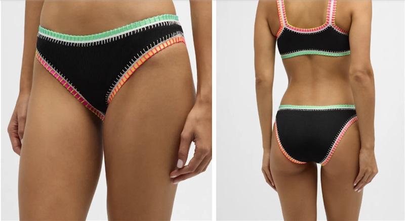NWT Pilyq Platinum Black Crochet Trim M Scoop Bikini Swim Bottom 115856
