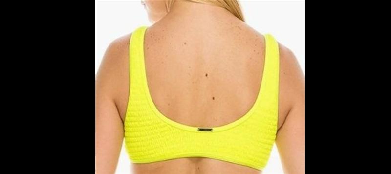 NWT Kendall & Kylie S Neon Yellow Ruched Bikini Bralette 115862
