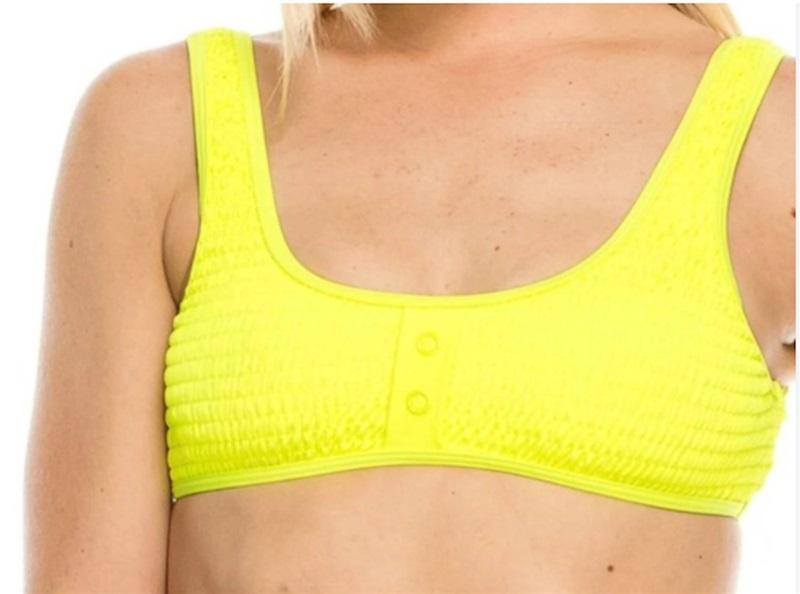 NWT Kendall & Kylie S Neon Yellow Ruched Bikini Bralette 115862
