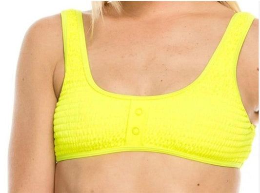 NWT Kendall & Kylie S Neon Yellow Ruched Bikini Bralette 115862