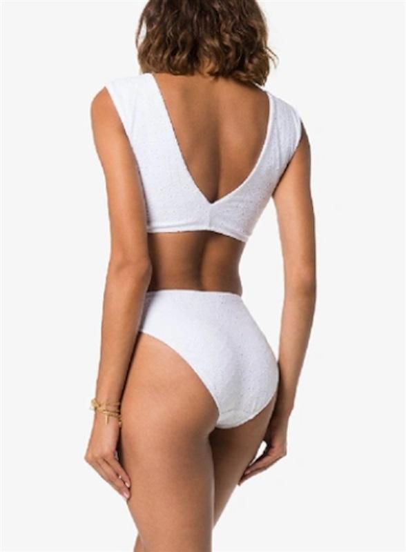 NWT Beth Richards S TWIST WHITE EYELET Bikini Top Swimsuit 115864