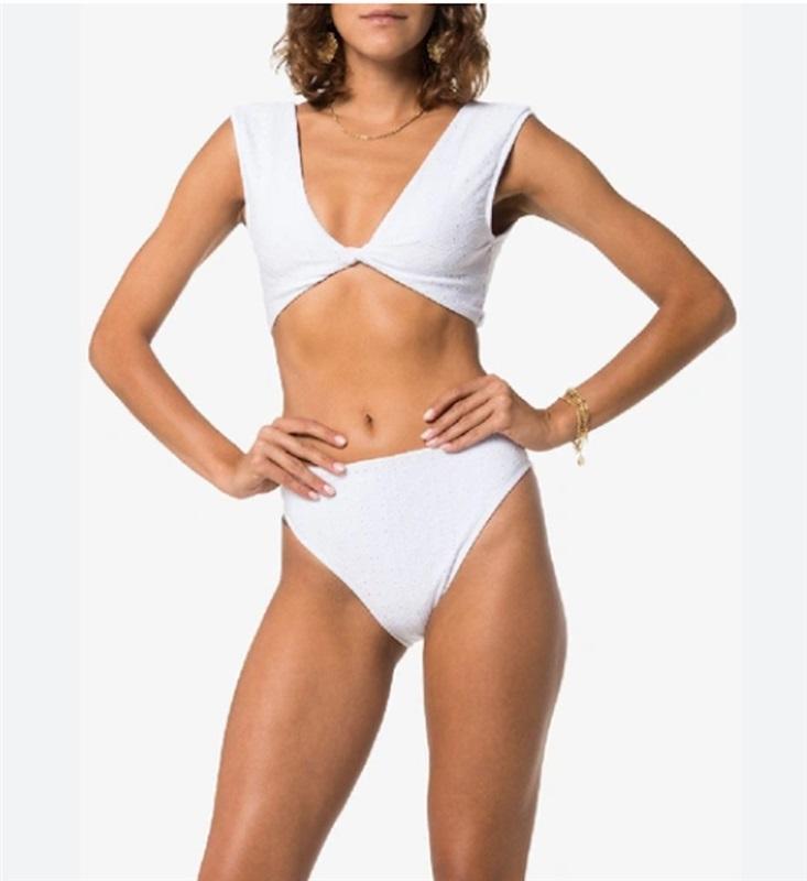 NWT Beth Richards S TWIST WHITE EYELET Bikini Top Swimsuit 115864