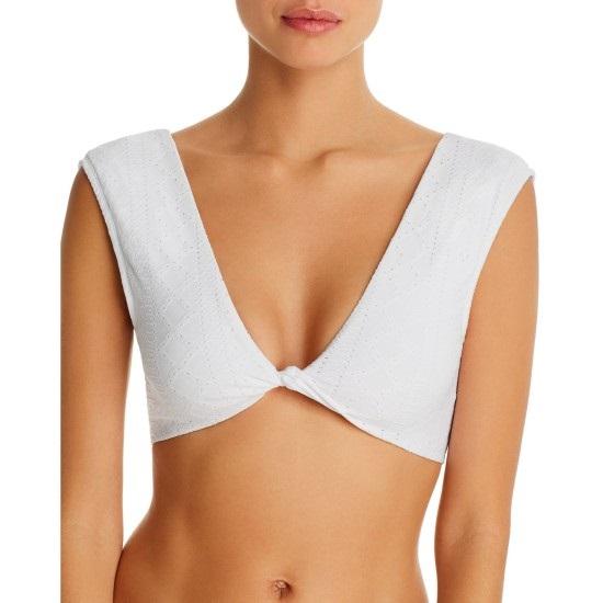 NWT Beth Richards S TWIST WHITE EYELET Bikini Top Swimsuit 115864