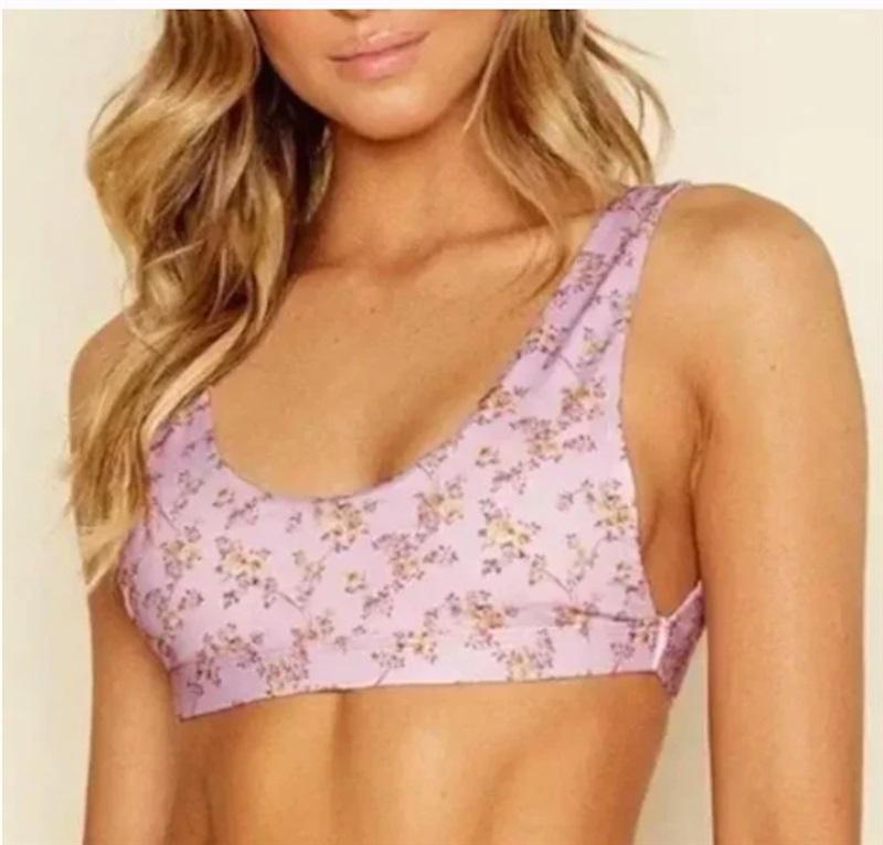 NWT Anthropologie Dippin' Daisy's L Golden Rose Festival Scoop Bikini Top 115876