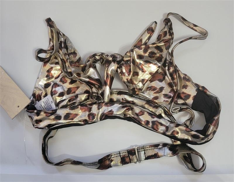 NWT Ris-k M Glow Wildcat Lame' Strappy Bikini Swim Top 115885