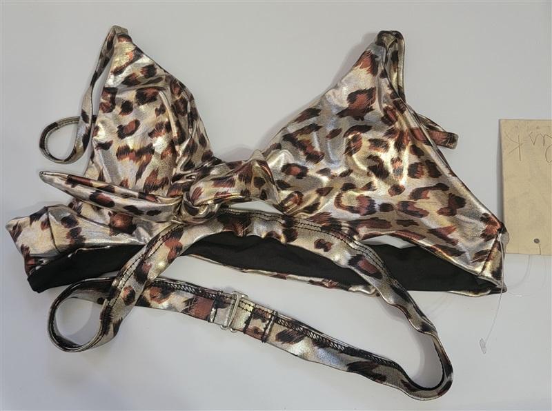 NWT Ris-k M Glow Wildcat Lame' Strappy Bikini Swim Top 115885
