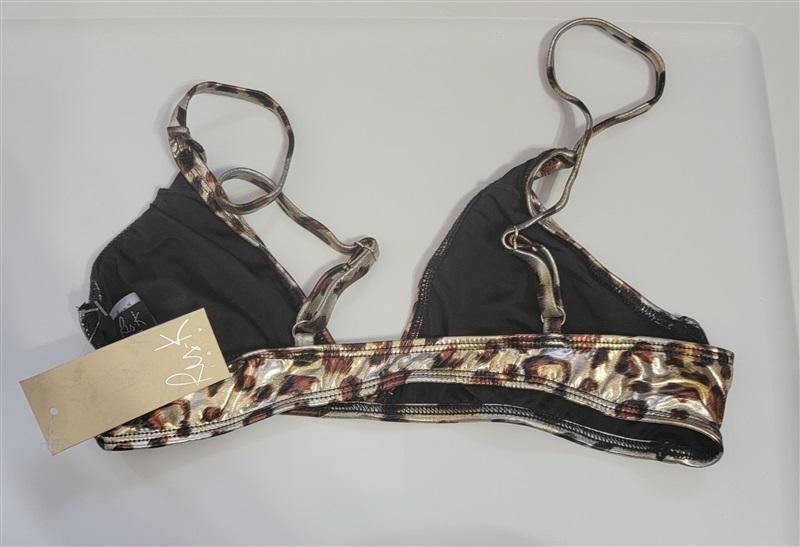 NWT Ris-k S Breeze Wildcat Lame' Triangle Bikini Swim Top 115886
