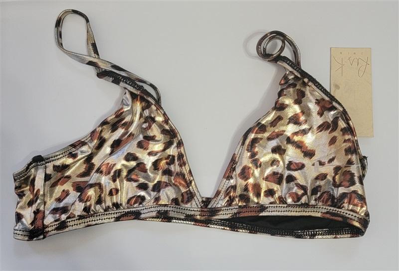 NWT Ris-k S Breeze Wildcat Lame' Triangle Bikini Swim Top 115886