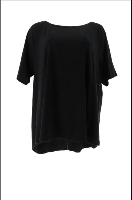 NWT AnyBody Cozy Knit Short Sleeve Swing Top Black S 115890