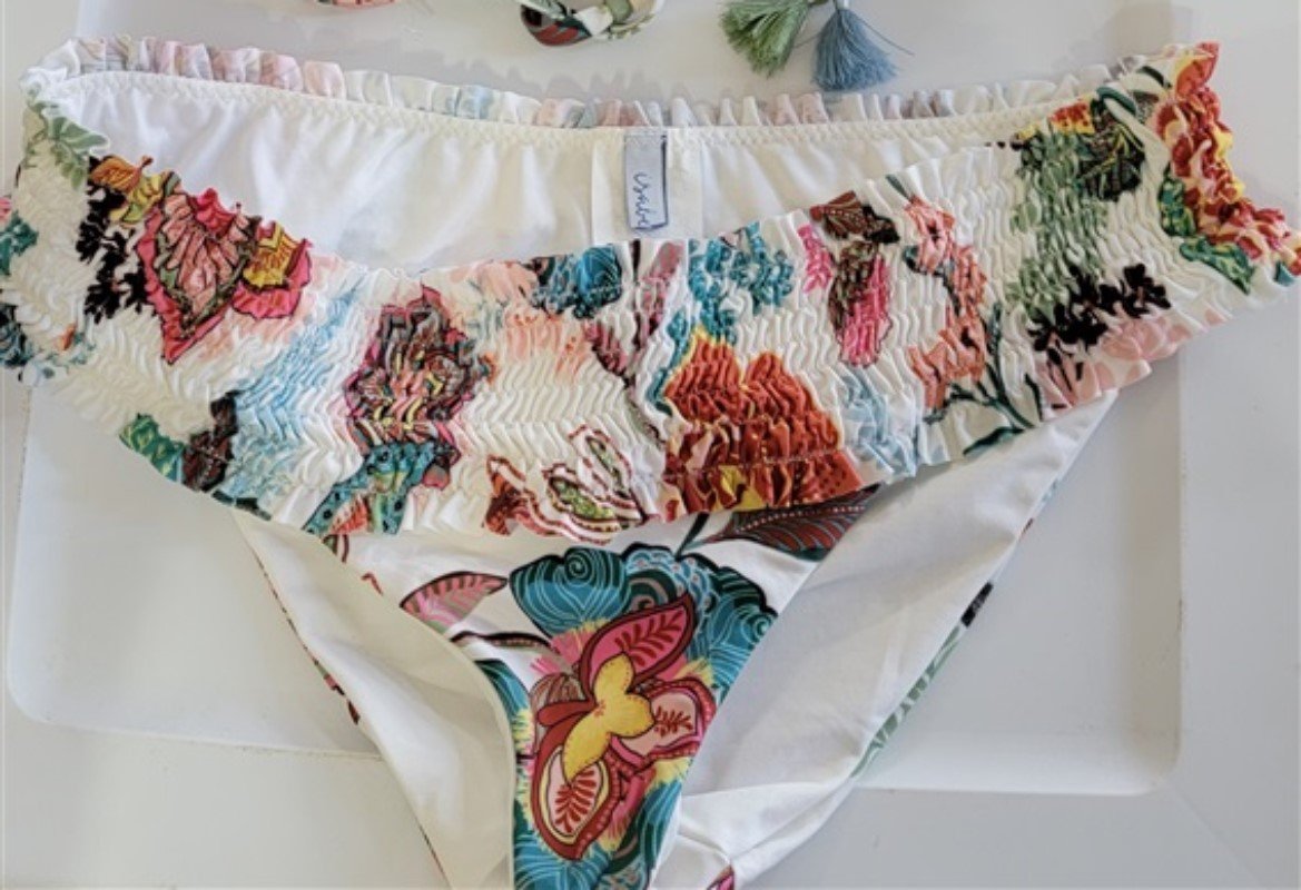 NWOT Isabella Rose SM Jacobean Floral Smocked Bikini Bottom 115916
