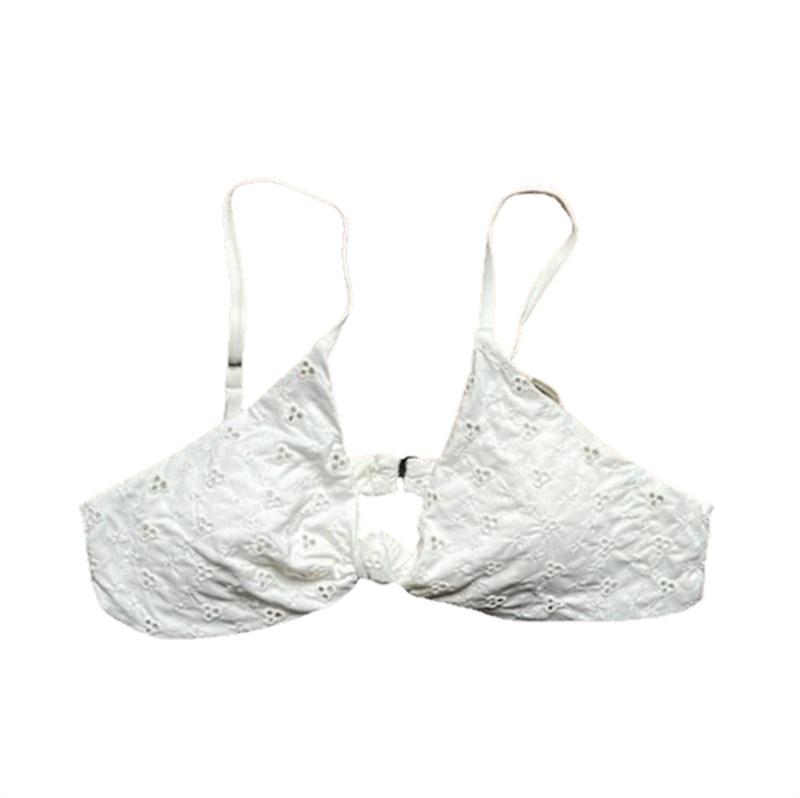 NWT Dippin' Daisy's M Knotted Eyelet Ivory Ruffle Bikini Top 115918