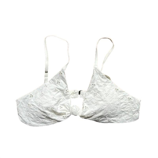 NWT Dippin' Daisy's M Knotted Eyelet Ivory Ruffle Bikini Top 115918