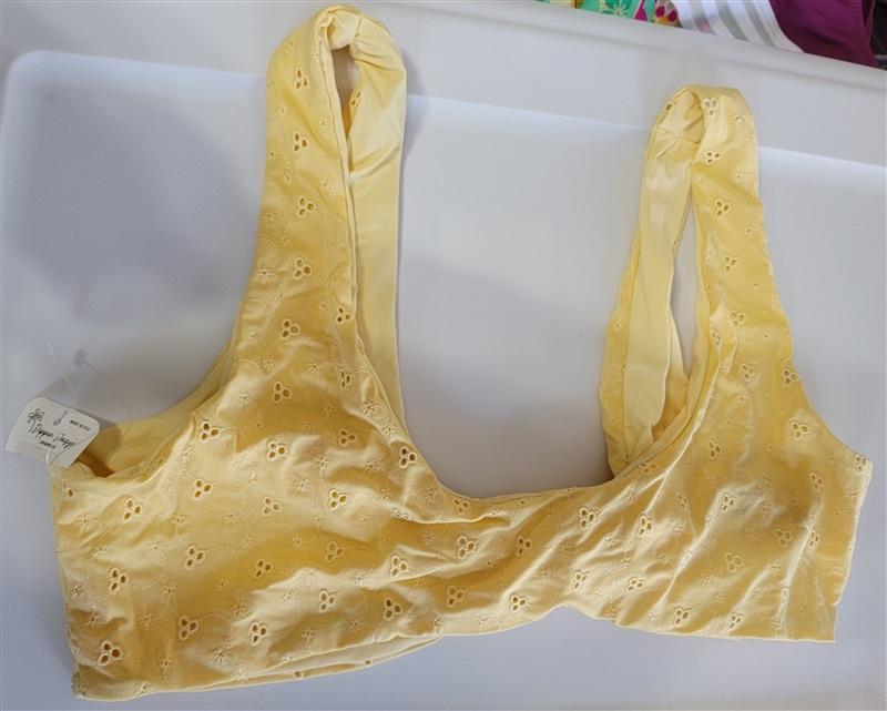 NWT Dippin' Daisy's 1X Muse Knotted Bikini Top Yellow Eyelet 115919