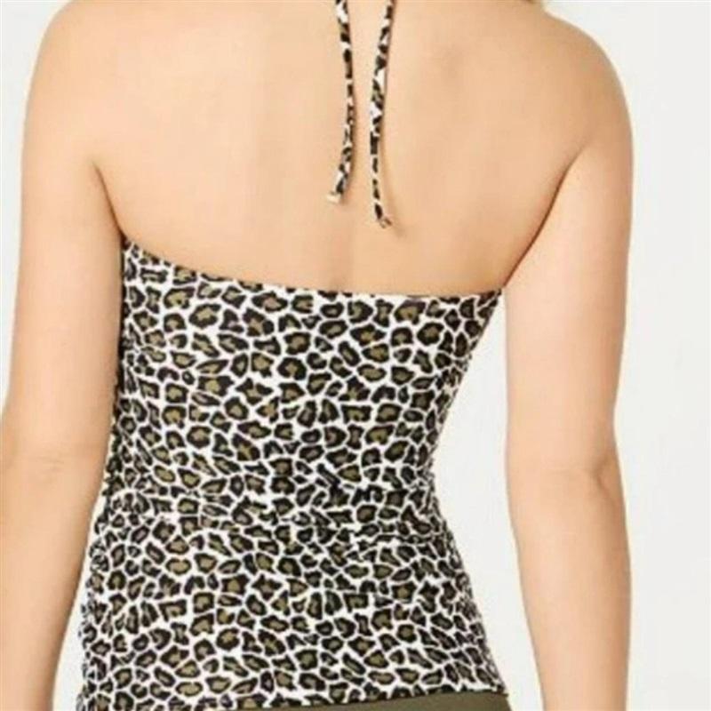 NWTD MICHAEL KORS S Tankini Halter Ring Bandeau Swim Top Animal 115932