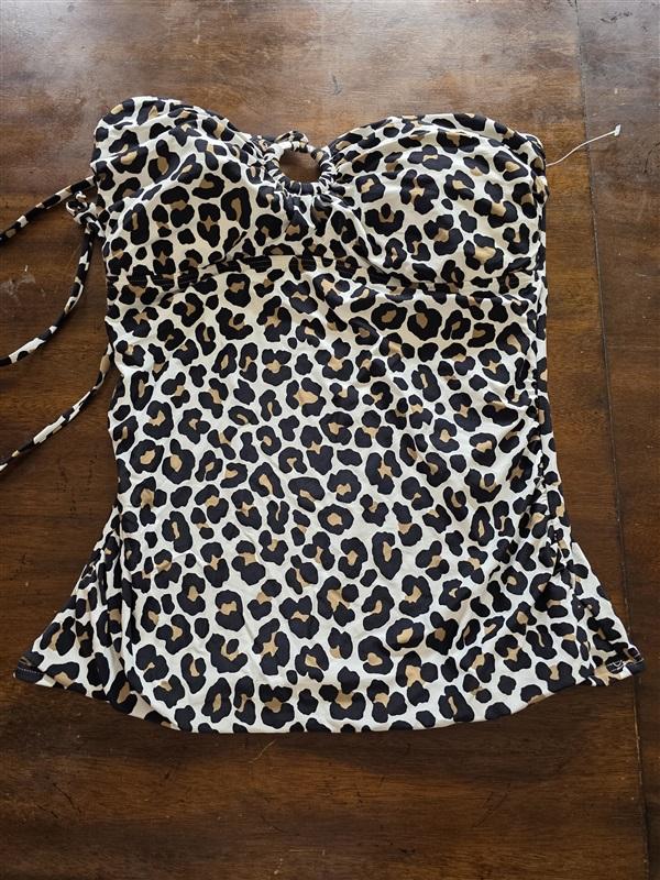 NWTD MICHAEL KORS S Tankini Halter Ring Bandeau Swim Top Animal 115932