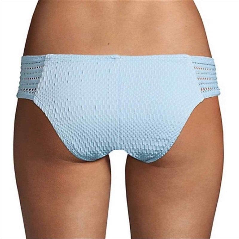 NWT Robin Piccone Perla S Crochet Banded Bikini Swim Bottom Pacific Blue 115944