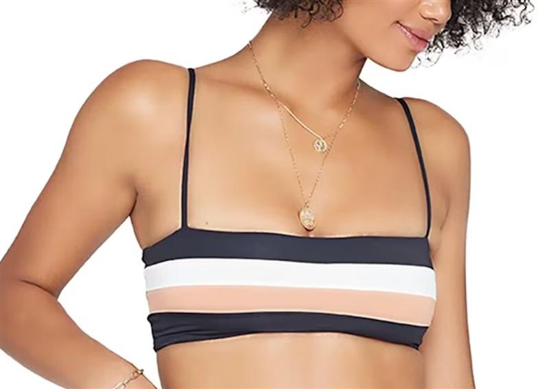 NWT L*Space M Rebel Stripe Color Block Bikini Swim Top 115952