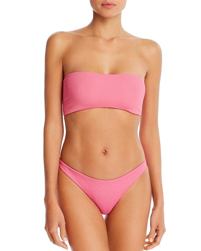 NWT L*Space S Beach Wave Bandeau Bikini Swim Top Pink 115964