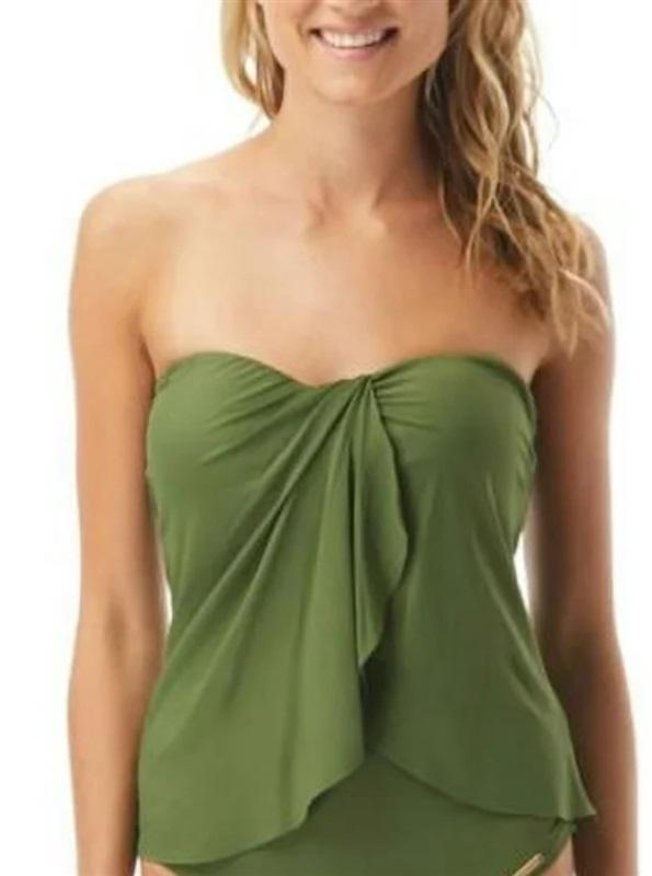 NWT Vince Camuto XS Surf Shades Draped Bandini Top Fern 115969
