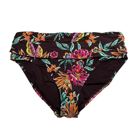 NWT Into The Bleu Brown Floral SZ 14 Cheeky Hipster Bikini Swim Bottom 115981