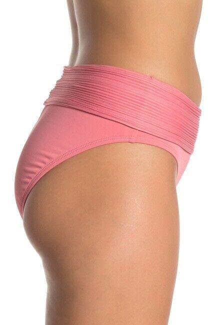 NWT Robin Piccone L Lily High Waist Bikini Bottom Pink 115982