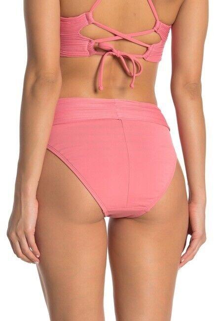 NWT Robin Piccone L Lily High Waist Bikini Bottom Pink 115982