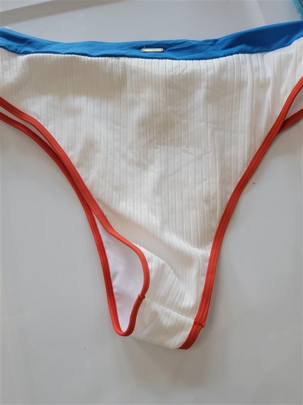 NWOT Roxy Multicolor Striped S High-Waisted Full Bikini Swim Bottoms #97148