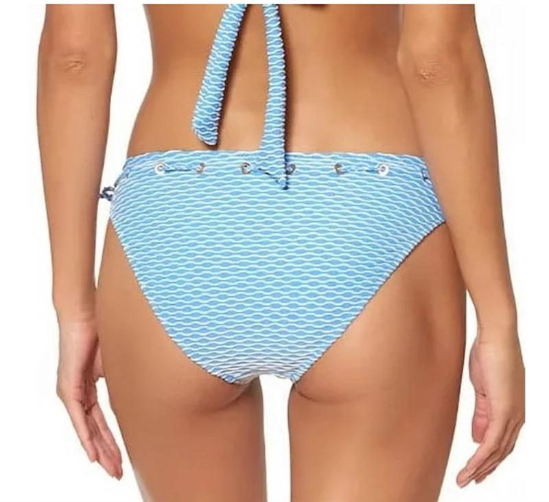 NWT Jessica Simpson S EYESHADOW Twiggy Stripe Hipster Swim Bottom Blue 115992