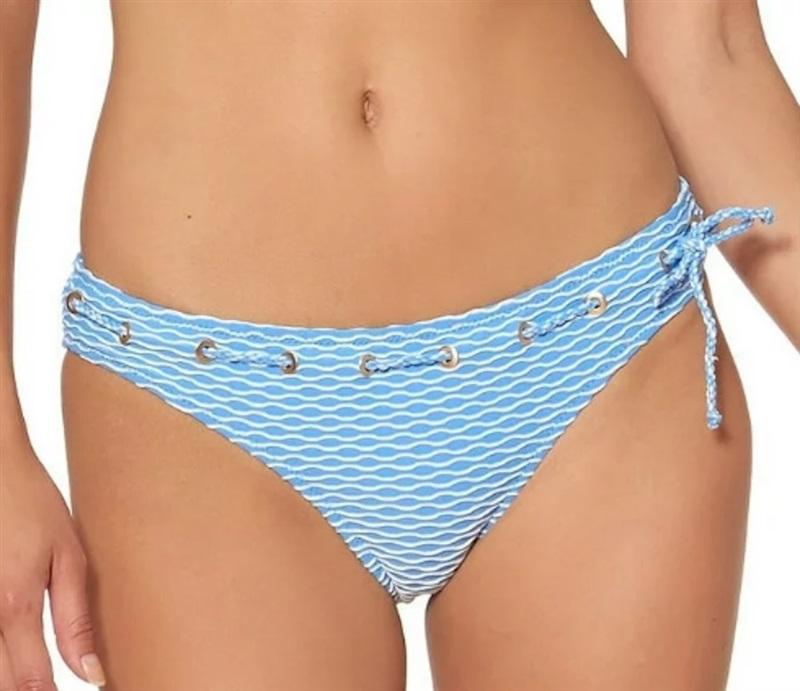 NWT Jessica Simpson S EYESHADOW Twiggy Stripe Hipster Swim Bottom Blue 115992