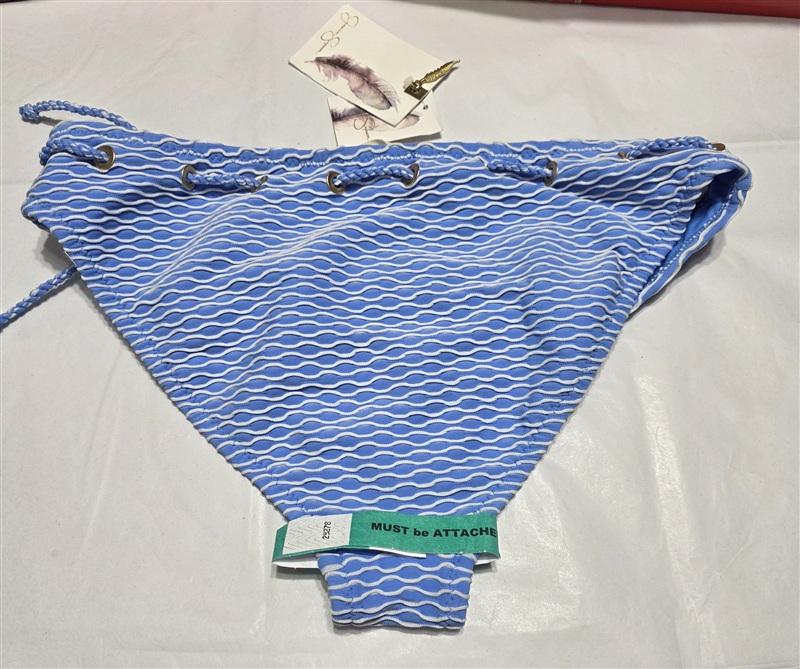 NWT Jessica Simpson S EYESHADOW Twiggy Stripe Hipster Swim Bottom Blue 115992